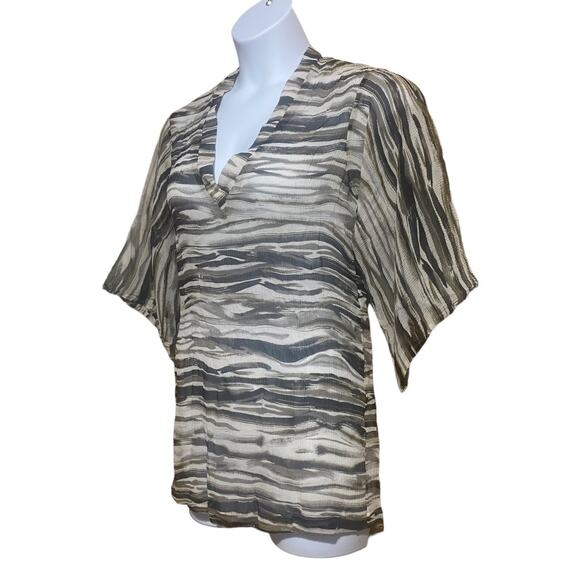 Chicos shades of brown v-neck flowy sleeves 100% silk - women's small - Picture 2 of 8